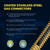 Flextron Gas Line Hose 5/8'' O.D.x24'' Len 1/2"x 3/4" MIP Fittings Yellow Coated Stainless Steel Flexible FTGC-YC12-24K